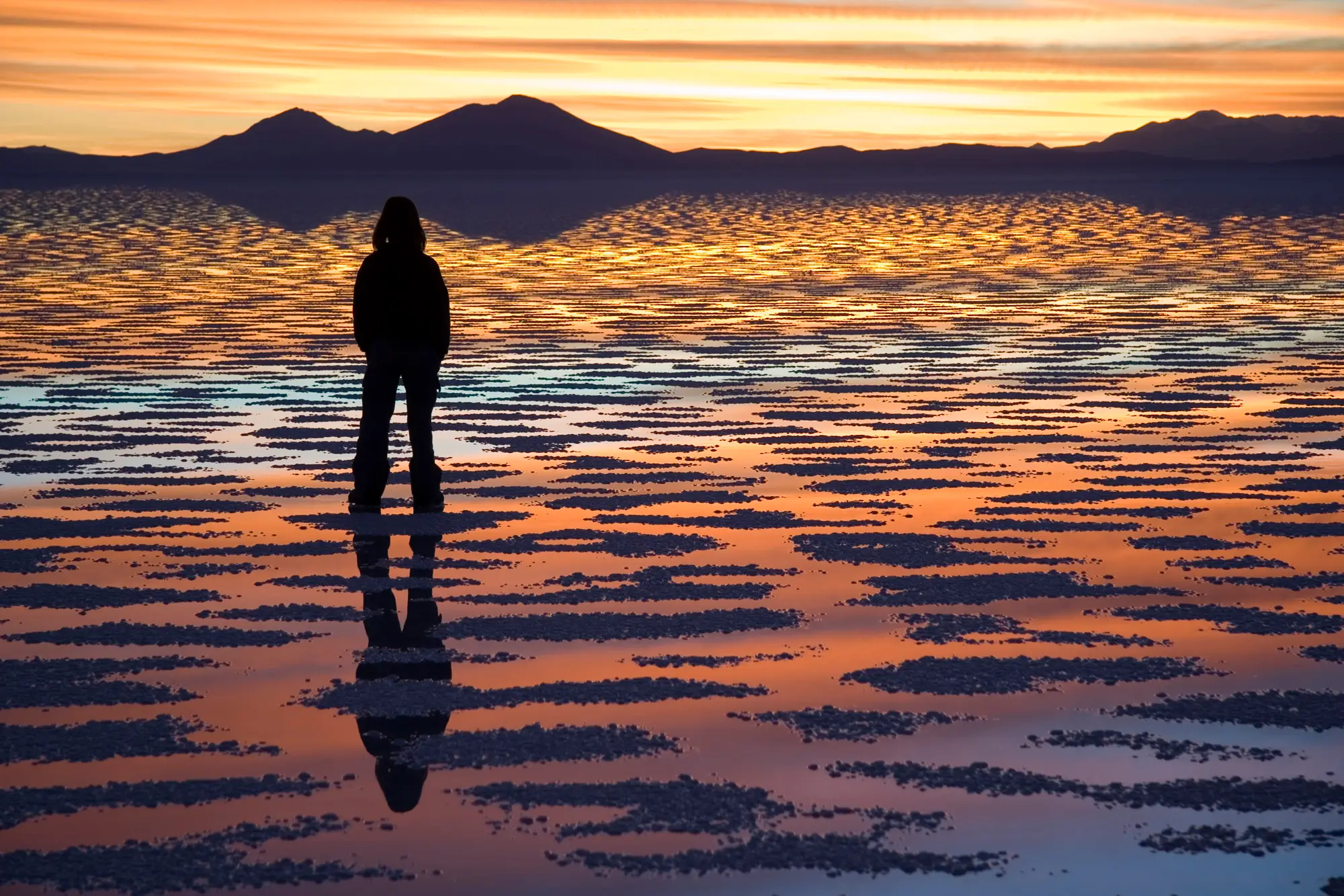 Atardecer en el Salar de Uyuni, Bolivia